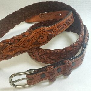 Nocona Braided Western Belt in Cognac - Men's size 44
